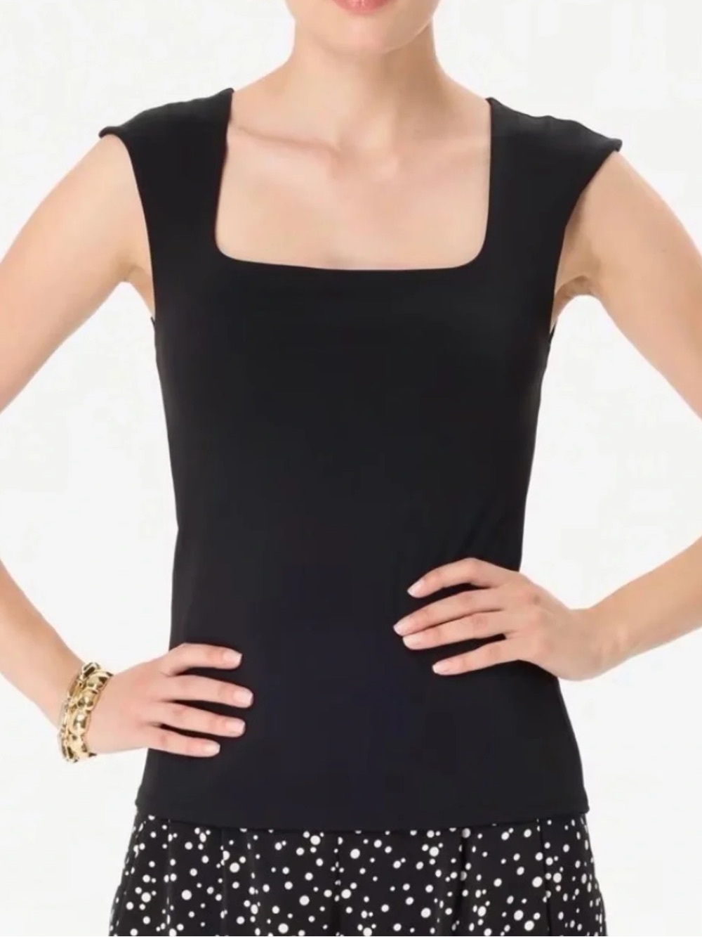 WHBM Forme Black Square-Neck Tank Top | Size Small